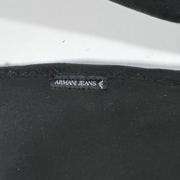 Armani Jeans Black Faux Fur Lined Long Coat Overcoat Button Front Women's 4 - Picture 2 of 10